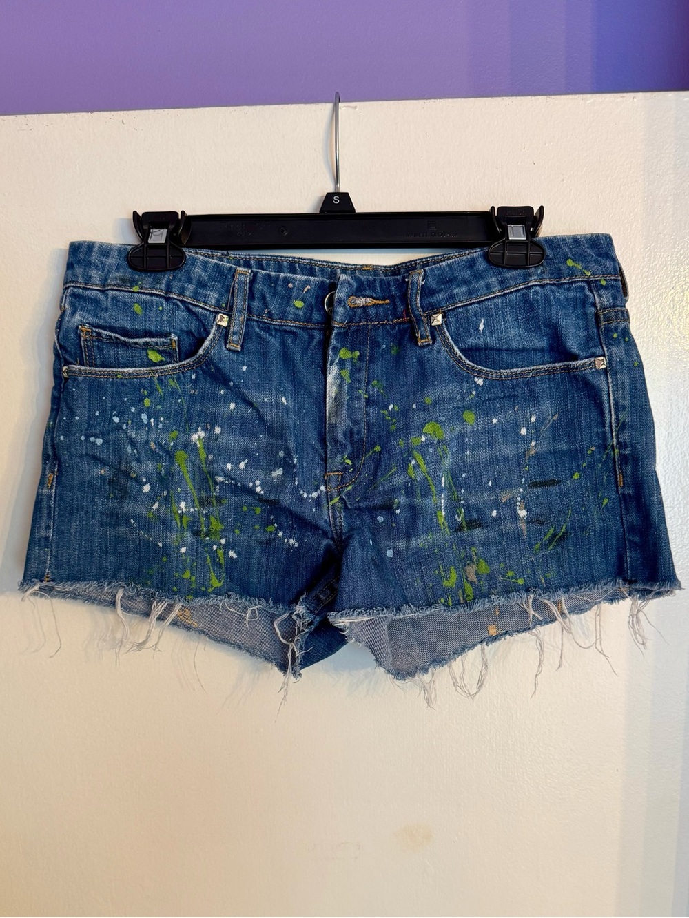 Blank NYC Splattered Cut-Off Denim Shorts